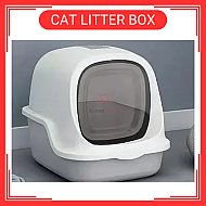 Grey Color European Style Full Cover Cat Toilet Cat Litter Box Bekas Pasir Kucing Cat Litter Boxes Warna Kelabu