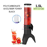 Black 1.5L With Ice Tube Polycarbonate Juice Tower Beer Cocktail Cold Drink ABS Beverage Dispenser