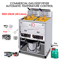BDH-20LW 40 Liters XL Commercial Gas Deep Fryer Stand Landed Automatic Temperature Deep Fryer