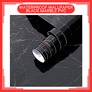 60cm x 50m Black Marble PVC Waterproof Wallpaper Wall Sticker Kertas Dinding