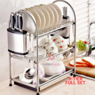 3 Tiers Full Set SUS304 Multifunction Dish Rack Pinggan Stainless Steel