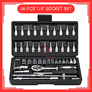 46pcs Socket Set Ratchet Wrenches Car Repair Screwdriver Combination Tool Box Combination Kit