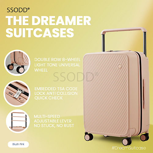 20 Inch Blush Pink 行李箱 Bagasi SSODD DREAMER SUITCASE LUGGAGE Polycarbonate Material