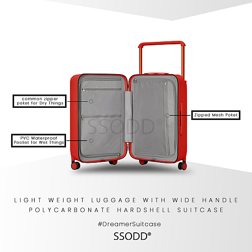 20 Inch Scarlet Red 行李箱 Bagasi SSODD DREAMER SUITCASE LUGGAGE Polycarbonate Material