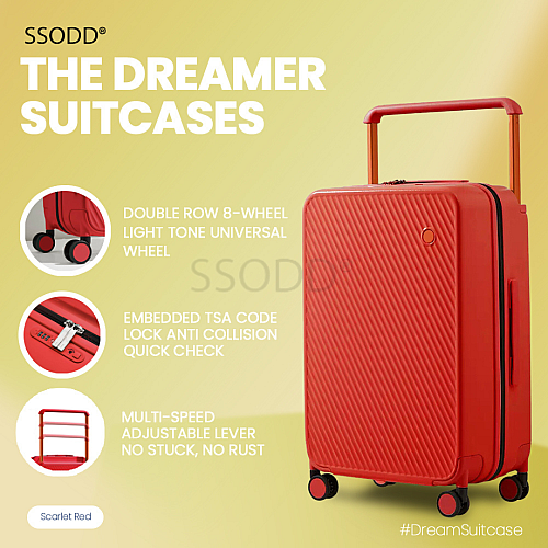 20 Inch Scarlet Red 行李箱 Bagasi SSODD DREAMER SUITCASE LUGGAGE Polycarbonate Material