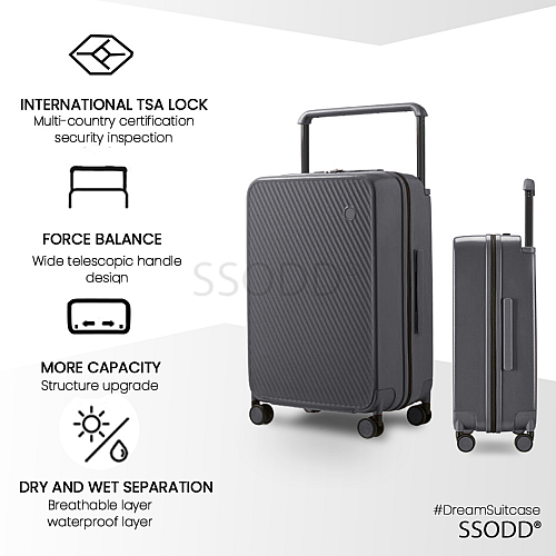 20 Inch Smokey Grey 行李箱 Bagasi SSODD DREAMER SUITCASE LUGGAGE Polycarbonate Material 20 Inch Smokey Grey 行李箱 Bagasi SSODD DREAMER SUITCASE LUGGAGE Polycarbonate Material
