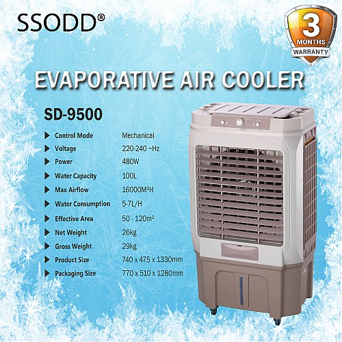 SSODD Air Cooler Evaporative 100L Penyejuk Udara SD9500