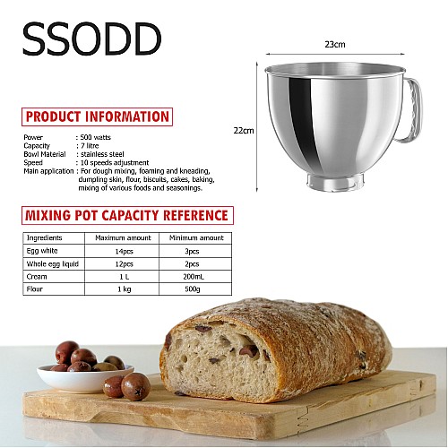 SSODD 7. Party Red 7L Professional Tilt-Head Stand Mixer