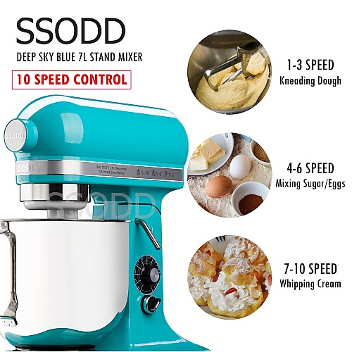 SSODD 3. Deep Sky Blue 7L Professional Tilt-Head Stand Mixer 
