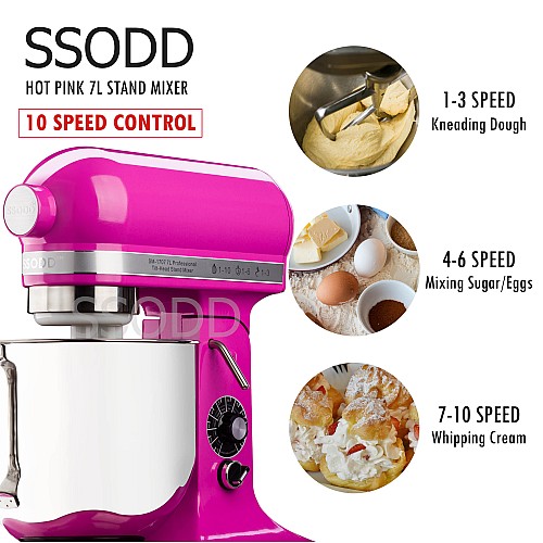SSODD 21. Hot Pink 7L Professional Tilt-Head Stand Mixer 
