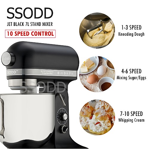 SSODD 28. Jet Black 7L Professional Tilt-Head Stand Mixer