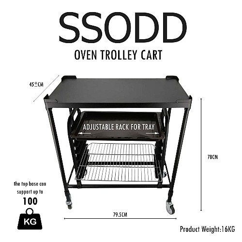 SSODD Oven Trolley With Adjustable Rack