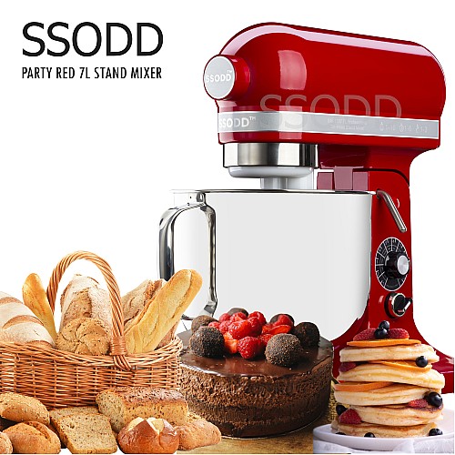 SSODD 7. Party Red 7L Professional Tilt-Head Stand Mixer