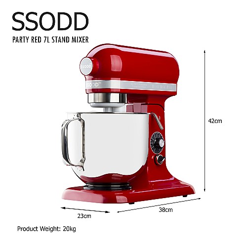 SSODD 7. Party Red 7L Professional Tilt-Head Stand Mixer