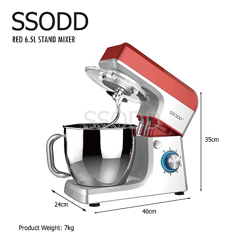 SSODD Red 6.5L Stand Mixer 