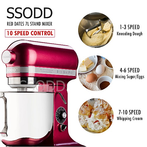 SSODD 2. Red Dates 7L Professional Tilt-Head Stand Mixer
