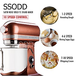 SSODD 8. Satin Rose Gold 7L Professional Tilt-Head Stand Mixer SSODD 8. Satin Rose Gold 7L Professional Tilt-Head Stand Mixer