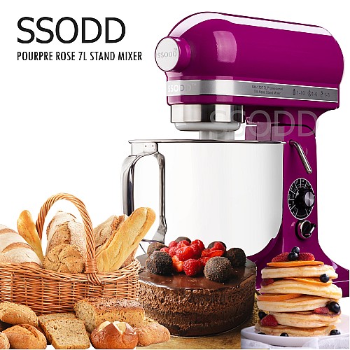 SSODD 19. Pourpre Rose 7L Professional Tilt-Head Stand Mixer 