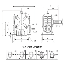 FCA50 50mm Worm Gear Speed Reducer FCA Series Fujikawa