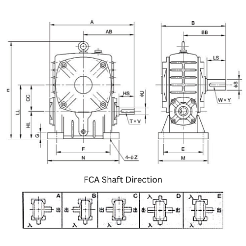 FCA70 70mm Worm Gear Speed Reducer FCA Series Fujikawa