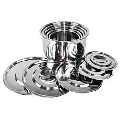 10 Pcs Stainless Steel Indian Pot Set Multipurpose Stock Pot Ware Food Storage
