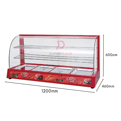 Black 120cm XL Commercial Electric Food Display Warmer Show Case Heating Machine