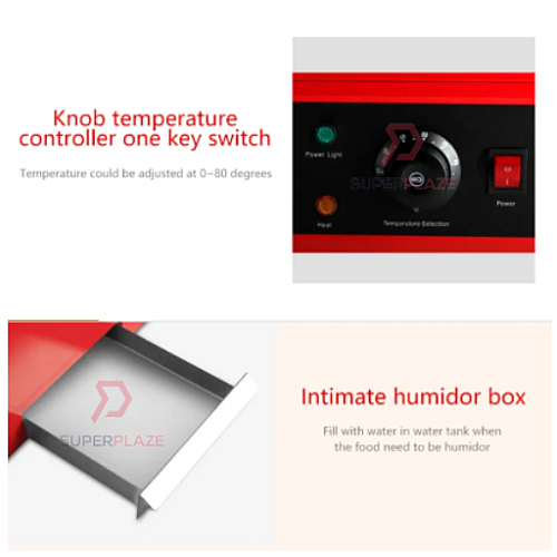 Black 120cm XL Commercial Electric Food Display Warmer Show Case Heating Machine