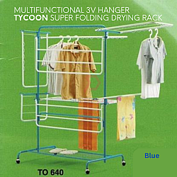 Blue Color 3V Tycoon Super Folding Drying Clothes Rack