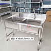 L120xW60xH80cm Commercial Stainless Steel Double Deep Bowl Sink Set With Stand