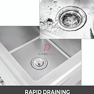 L110xW60xH80cm Commercial Stainless Steel Double Deep Bowl Sink Set With Stand