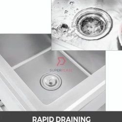 L110xW60xH80cm Commercial Stainless Steel Double Deep Bowl Sink Set With Stand