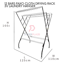 12 Bars 3V Paxo Cloth Drying Rack Outdoor Laundry Hanger Blanket Towel Dryer