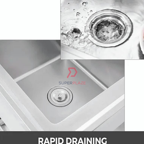 L120xW60xH80cm Commercial Stainless Steel Double Deep Bowl Sink Set With Stand