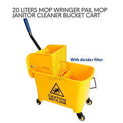 20 Liters Mop Wringer Pail Mop Bucket Cart Janitor Cleaner Casters Mop