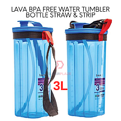 3 Liters Lava BPA Free Water Tumbler Bottle Straw And Strip Bag Mineral Carrier Tupperware