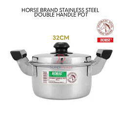 32cm Multipurpose Horse Brand Stainless Steel Double Handle Cooking Pot