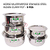 5 Pcs Horse Multipurpose Stainless Steel Indian Curry Pot
