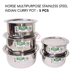 5 Pcs Horse Multipurpose Stainless Steel Indian Curry Pot