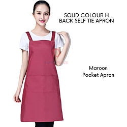Maroon Solid Color H Back Self Tie Apron Bib Pocket Kitchen Chef Apron Workshop Art Bakery Apron
