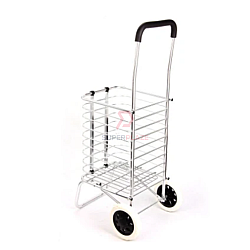 2 Wheels 206 Foldable Aluminium Shopping Cart Carbon Steel Market Trolley Travel Cart