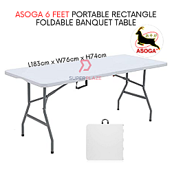 Asoga 6 Feet Rectangle Foldable Banquet Table Portable Oblong Briefcase Study Table