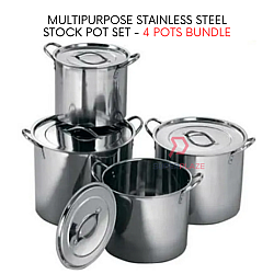 4 Sets Mirrored Stainless Steel Steamer Stock Pots Multipurpose Cooking Pot
