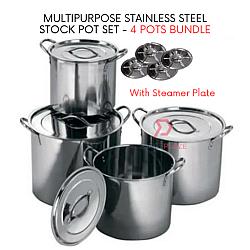 4 Sets With Steamer Plate Mirrored Stainless Steel Steamer Stock Pots Multipurpose Cooking Pot