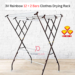 3V Rainbow 12 plus 2 Bars Clothes Drying Rack Outdoor Clothes Towel Hanger