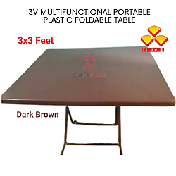Dark Brown 3V 3x3 Feet Multifunctional Portable Plastic Foldable Table Meja Lipat Plastik Serbaguna