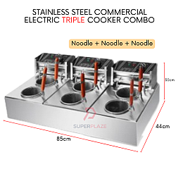 Noodle 3 x 8L Triple Electric Deep Fryer Oden Kanto Noodle Cooker Machine Multifunctional Combo