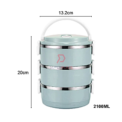Blue Color 3 Tiers 304 Portable Stainless Steel Food Storage Carrier Insulated Bento Lunch Box