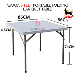 Asoga 3 Feet Square Foldable Banquet Table Portable Study Dining Table Outdoor Table