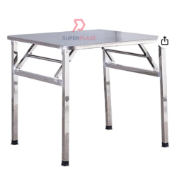 L90xW90xH75cm Stainless Steel Folding Table Portable Banquet Table Function Working Bazaar Study Dining Table