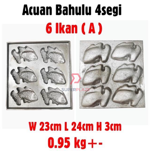 6 Ikan A SS Aluminium Bahulu Mould Baker Traditional Cake Mold